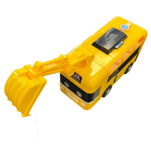 Excavator Theme Toy Bus with Excavator Arm, Interactive Kids Play Set with Realistic Steering Wheel Sound Effects and Storage Space for Kids Ages 3+ Yellow Excavator Theme Toy Bus with Excavator Arm, Interactive Kids Play Set with Realistic Steering Wheel Sound Effects and Storage Space for Kids Ages 3+ Yellow